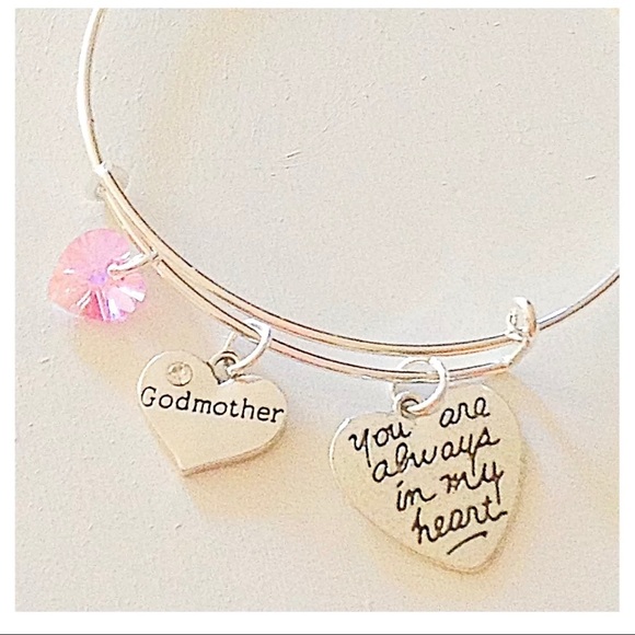 Personalized Godmother Bangle Bracelet Baptism - Picture 2 of 3